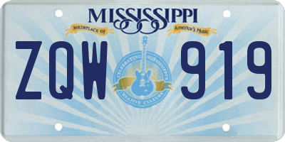MS license plate ZQW919