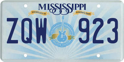 MS license plate ZQW923