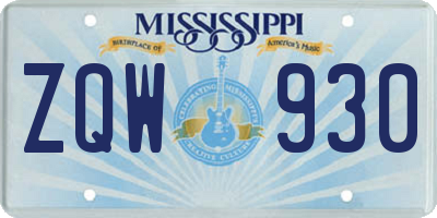 MS license plate ZQW930