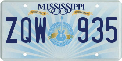 MS license plate ZQW935