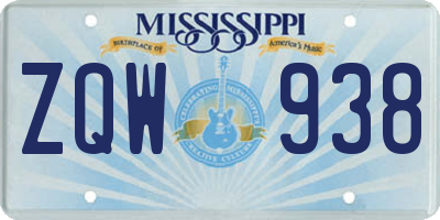 MS license plate ZQW938