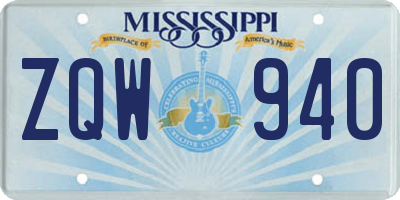MS license plate ZQW940