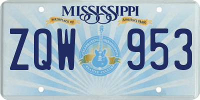 MS license plate ZQW953