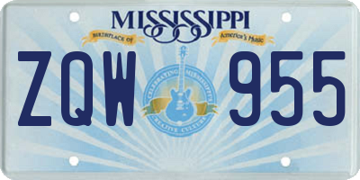 MS license plate ZQW955