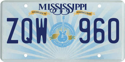 MS license plate ZQW960
