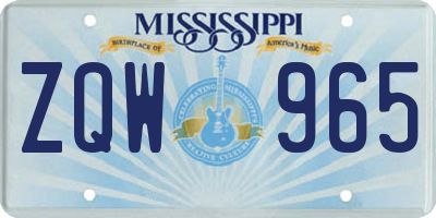 MS license plate ZQW965