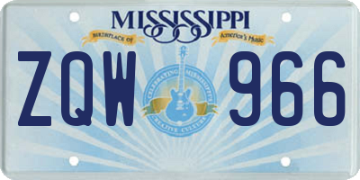 MS license plate ZQW966