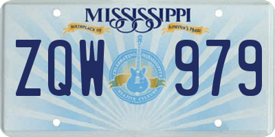 MS license plate ZQW979