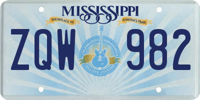 MS license plate ZQW982