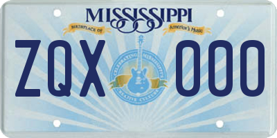 MS license plate ZQX000