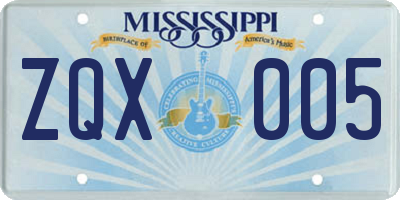 MS license plate ZQX005