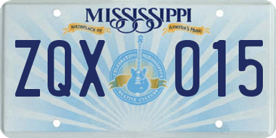 MS license plate ZQX015