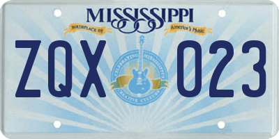 MS license plate ZQX023