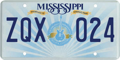 MS license plate ZQX024