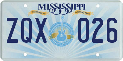 MS license plate ZQX026