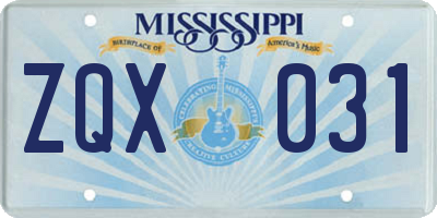MS license plate ZQX031