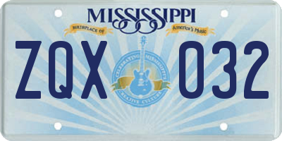 MS license plate ZQX032