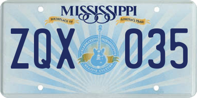 MS license plate ZQX035