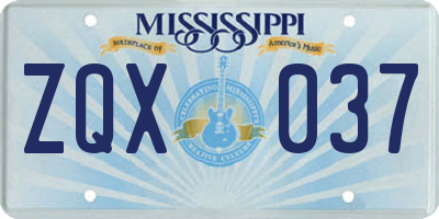MS license plate ZQX037