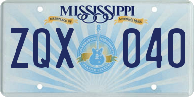 MS license plate ZQX040