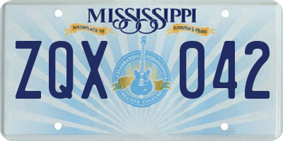 MS license plate ZQX042