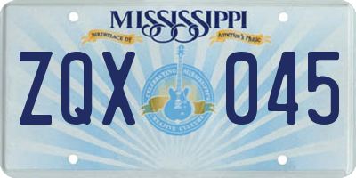 MS license plate ZQX045