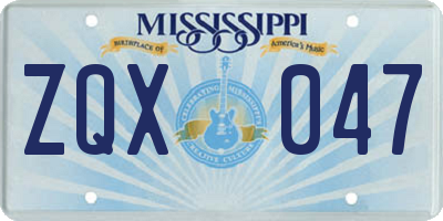 MS license plate ZQX047