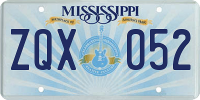 MS license plate ZQX052
