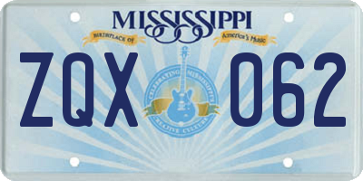 MS license plate ZQX062