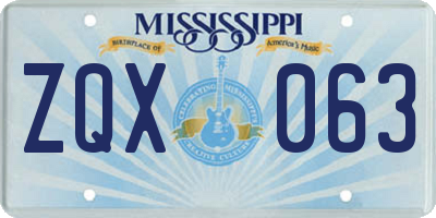 MS license plate ZQX063