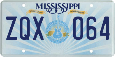 MS license plate ZQX064