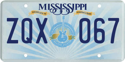 MS license plate ZQX067