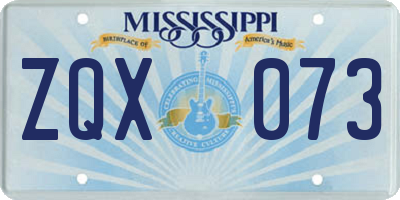 MS license plate ZQX073