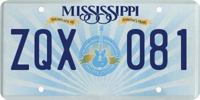 MS license plate ZQX081