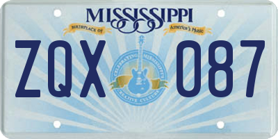 MS license plate ZQX087