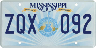 MS license plate ZQX092