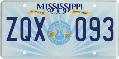 MS license plate ZQX093