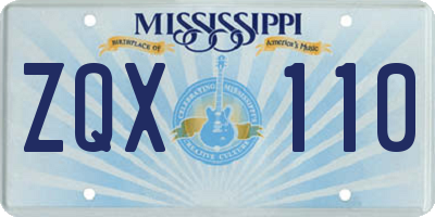 MS license plate ZQX110