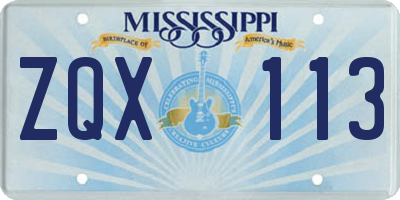 MS license plate ZQX113