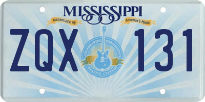 MS license plate ZQX131