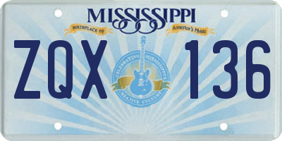 MS license plate ZQX136