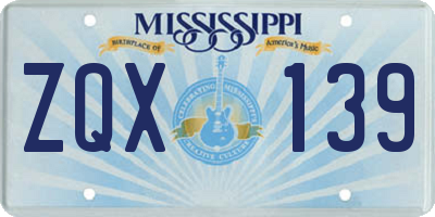 MS license plate ZQX139