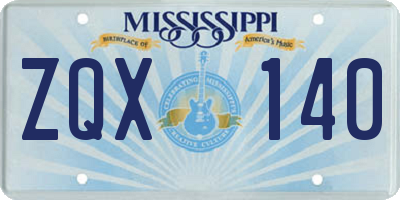 MS license plate ZQX140