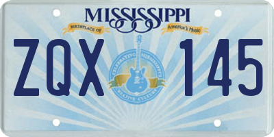 MS license plate ZQX145