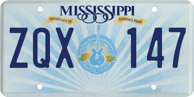 MS license plate ZQX147