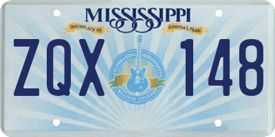 MS license plate ZQX148