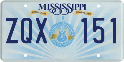 MS license plate ZQX151