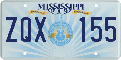 MS license plate ZQX155