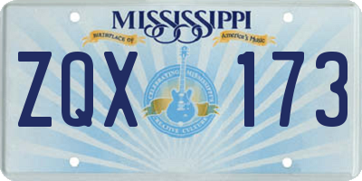 MS license plate ZQX173