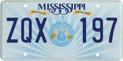 MS license plate ZQX197